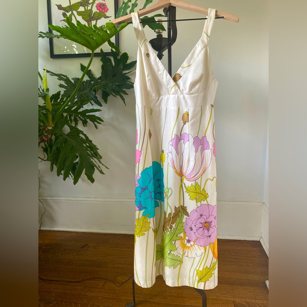 Vintage Trina Turk Made in the USA cotton summer floral dress.